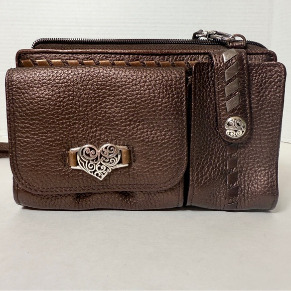 Unavailable-Vintage‎ Y2K Brighton Heart Crossbody Organizer Wallet Purse Brown - Picture 1 of 16